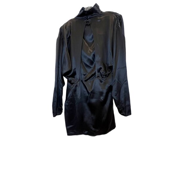 Alessandra Rich Black Silk Mini Dress 46 Embellished NWT - Size 8 - Picture 11 of 15